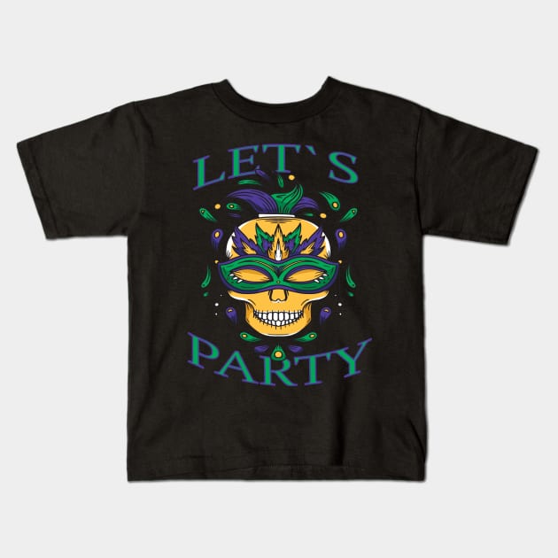 Its Party Time, It's Mardi Gras Time Kids T-Shirt by pabrun